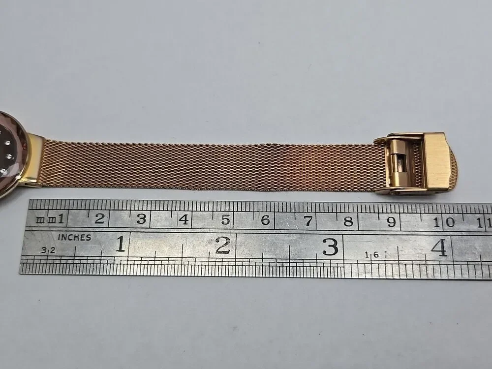 Skagen Leonora Faceted Crystal Rose Gold Mesh Watch Brown MOP New Battery
